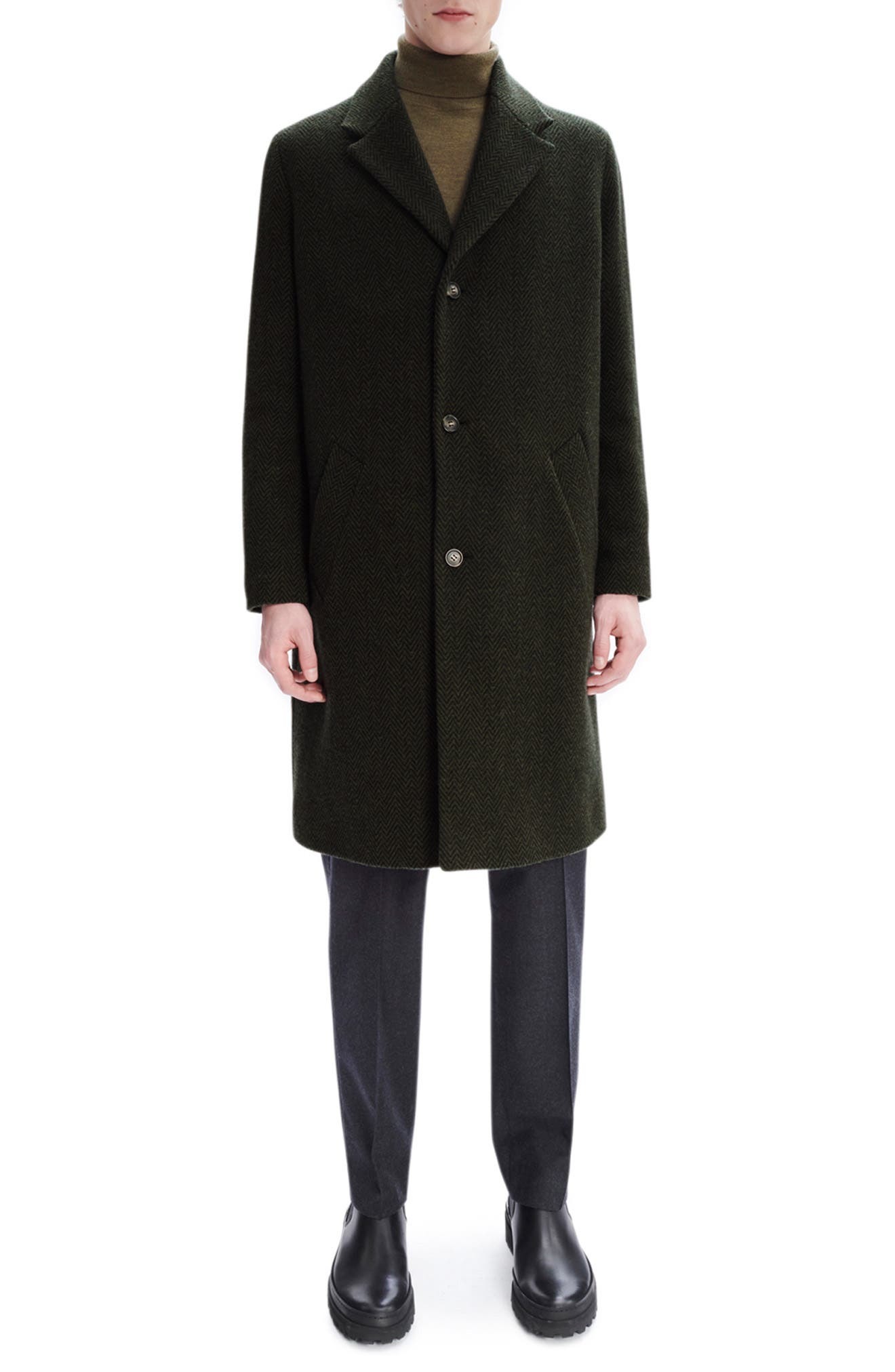 A.P.C. Robin Herringbone Wool Blend Topcoat, $700 | Nordstrom | Lookastic