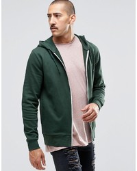 Asos Brand Zip Up Hoodie In Green