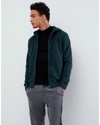 Fred Perry Hooded Zip Thru Sweat In Green