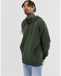 ASOS DESIGN Oversized Hoodie With Zip Neck In Green