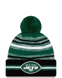 New Era Greenblack New York Jets 2021 Nfl Sideline Sport Official Pom Cuffed Knit Hat At Nordstrom