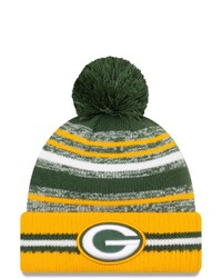 New Era Greengold Green Bay Packers 2021 Nfl Sideline Sport Official Pom Cuffed Knit Hat At Nordstrom