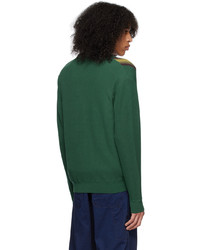 Beams Plus Green Striped Cardigan