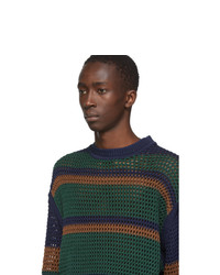 Jil Sanderand Green And Blue Knitted Crewneck Sweater