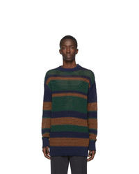 Jil Sanderand Green And Blue Knitted Crewneck Sweater