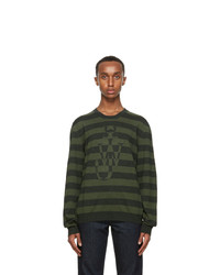 JW Anderson Green Striped Logo Sweater