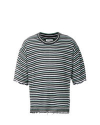 Dark Green Horizontal Striped Crew-neck T-shirt