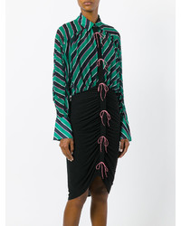 Marco De Vincenzo Striped Gathered Front Dress