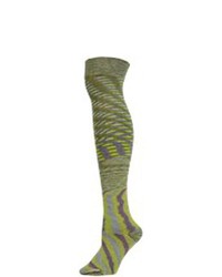 Dark Green Horizontal Striped Knee High Socks