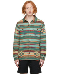 RRL Green Multicolor Jacquard Knit Work Shirt