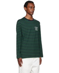 Études Navy Green Striped Long Sleeve T Shirt