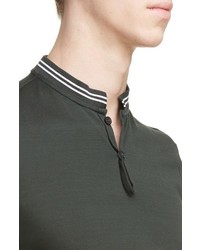 Lanvin Stripe Stand Collar Polo