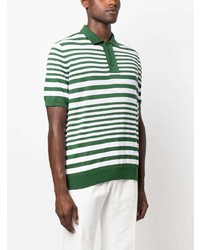 Zanone Striped Cotton Blend Polo Shirt