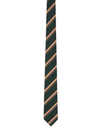 Dries Van Noten Green Silk Striped Tie
