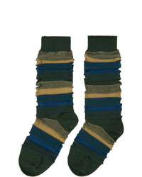 Issey Miyake Men Green Short Stepborder Socks