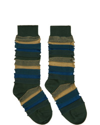 Issey Miyake Men Green Short Stepborder Socks
