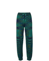 Dark Green Horizontal Striped Sweatpants