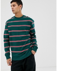 Dark Green Horizontal Striped Sweatshirt
