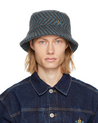 Vivienne Westwood Gray Blue Striped Bucket Hat