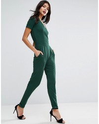 Asos Wrap Front Jersey Jumpsuit With Short Sleeve