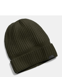 Coach Cashmere Knit Ribbed Beanie