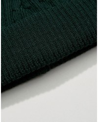 Asos Mini Cable Fisherman Beanie In Green