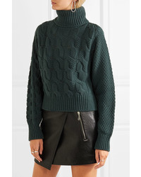 MM6 MAISON MARGIELA Cable Knit Wool Blend Sweater Forest Green