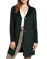 Kenneth Cole New York Knit Sleeve Double Face Wool Blend Coat
