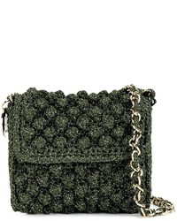 Dark Green Knit Crossbody Bag