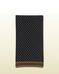 Gucci Diamante Pattern Knit Scarf With Web Detail