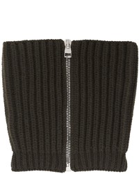 Alexander McQueen Khaki Wool Cashmere Zip Scarf