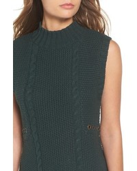 Moon River Fringe Hem Cable Knit Sweater Dress