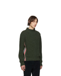 Thom Browne Green Stripe Relaxed Fit Boat Neck Sweater