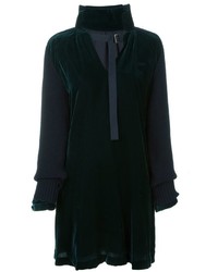 Dark Green Knit Velvet Dress
