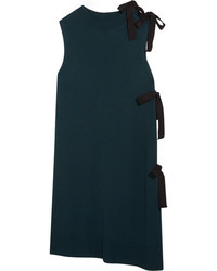 MM6 MAISON MARGIELA Tie Side Asymmetric Knitted Mini Dress Petrol