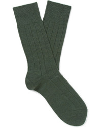 Dark Green Knit Wool Socks
