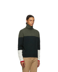 JW Anderson Green Knitted Colorblock Turtleneck