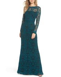 Women's Dark Green Lace Evening Dress, Gold Leather Heeled Sandals, Gold  Leather Clutch