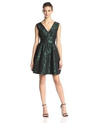 Dark Green Lace Fit and Flare Dress