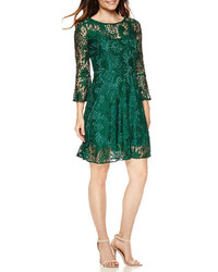 Studio 1 Long Bell Sleeve Lace Fit And Flare Dress