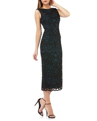 JS Collections Soutache Embroidered Midi Dress