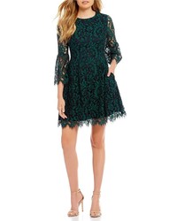 Eliza J Lace Bell Sleeve Fit And Flare Dress