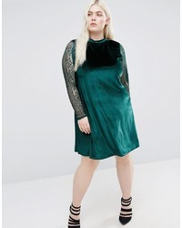 Club L Plus Velvet Swing Dress With Lace Sleeves