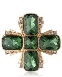 Anne Klein Holiday Pins Gold Tone And Green Cross Pin