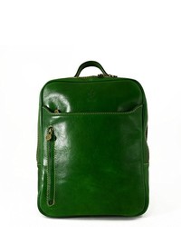 Dark Green Leather Backpack