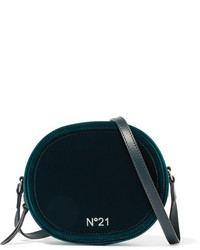 No.21 No 21 Velvet And Leather Shoulder Bag Green