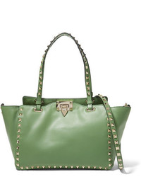 Valentino The Rockstud Small Leather Trapeze Bag Bright Green