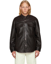 President’S Black Flap Pocket Leather Jacket