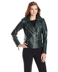 Vince Camuto Leather Moto Jacket With Gold Hardware