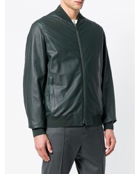 Z Zegna Leather Bomber Jacket
